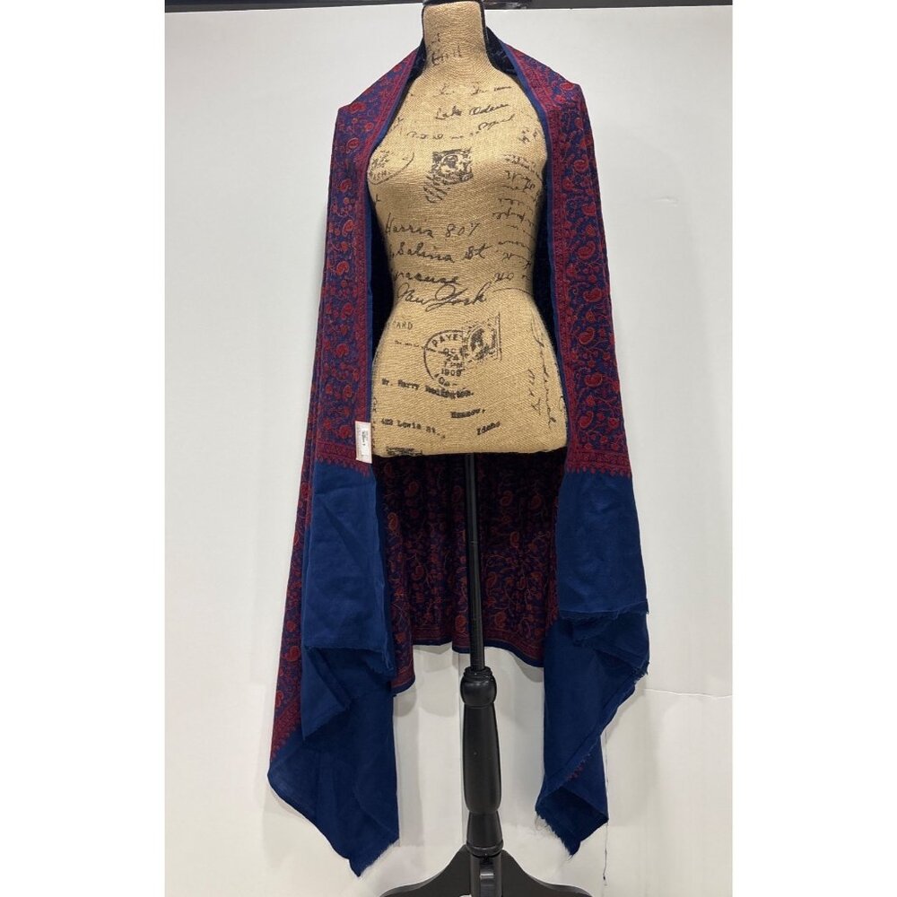Luxurious Reversible Blue & Red Paisley Shawl Wrap Headcover Long Boho
